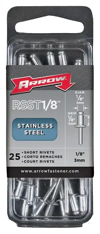 1/8 In. D X 1/8 In. Stainless Steel Rivets Silver 25 Pk