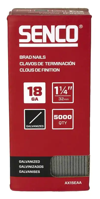 1-1/4 In. L X 18 Ga. Straight Strip Galvanized Brad Nails 5000 Pk