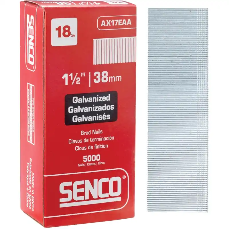1-1/2 In. L X 18 Ga. Straight Strip Galvanized Brad Nails 5000 Pk