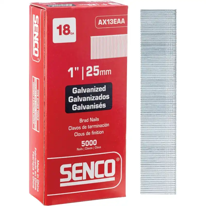 1 In. L X 18 Ga. Straight Strip Galvanized Brad Nails 5000 Pk