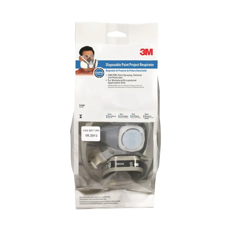 P95 Disposable Respirator For Paint Spray And Pesticide Application, Gray, Size Large