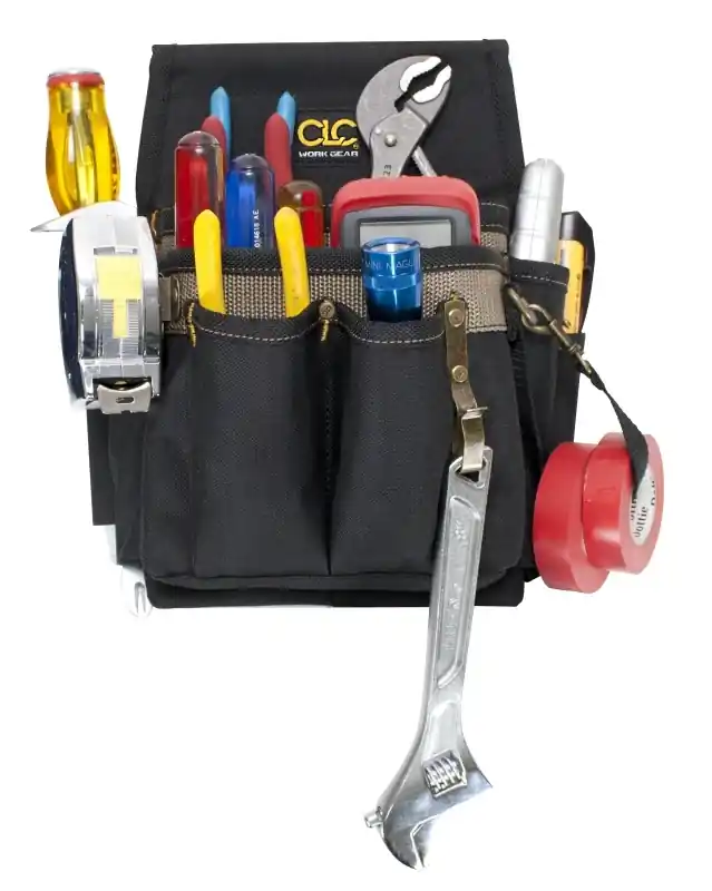 3.5 In. W X 11 In. H Polyester Electrician‘s Pouch With 10 Pockets Black/tan