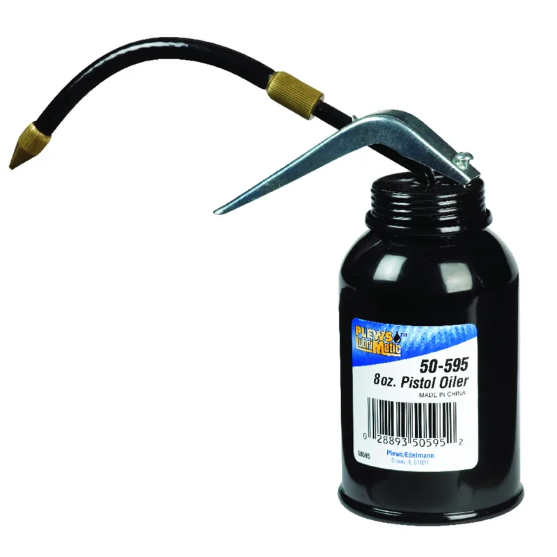 Pistol Oiler With Flexible Spout, Metal, 8-oz.