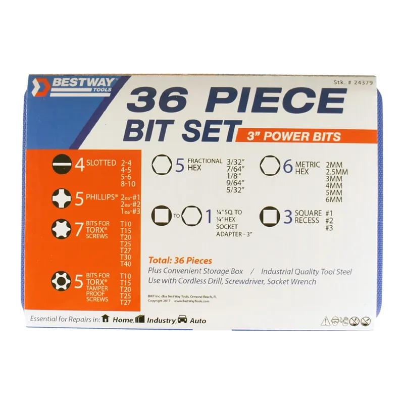 36-piece Power Screwdriver Bit Set With Case