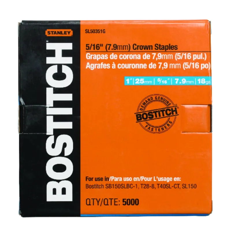 Sl 5/16 In. W X 1 In. L 18 Ga. Narrow Crown Staples 5000 Pk