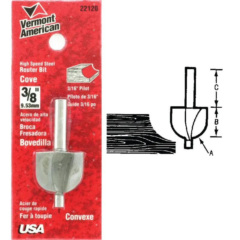 Carbide Tipped 1-1/4 In. Cove Router Bit With 1/4 In. Shank
