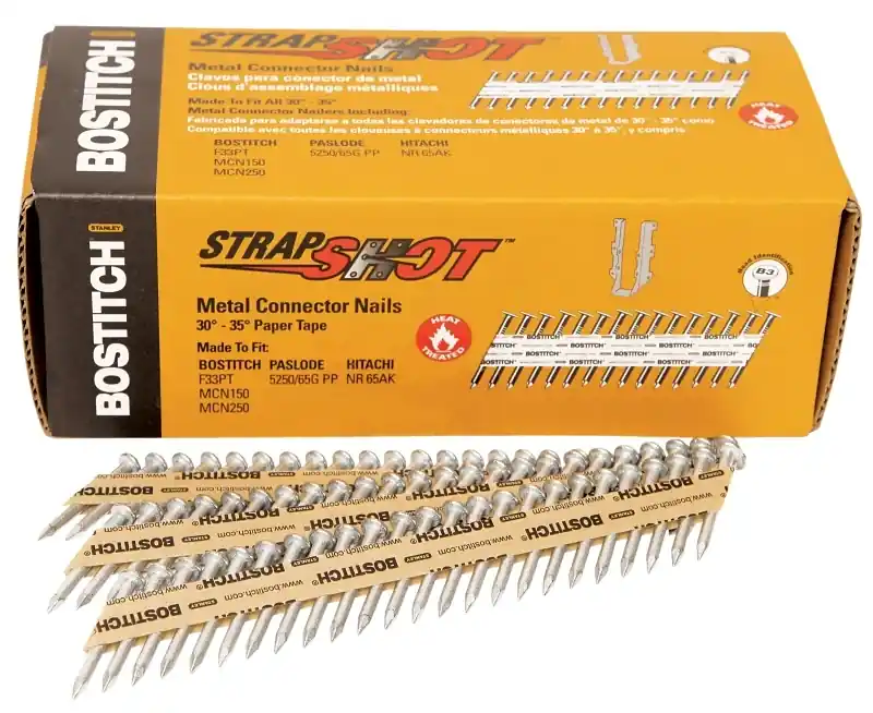 Strapshot 1-1/2 In. L X 11 Ga. Straight Strip Galvanized Metal Connector Nails 35 Deg 1000