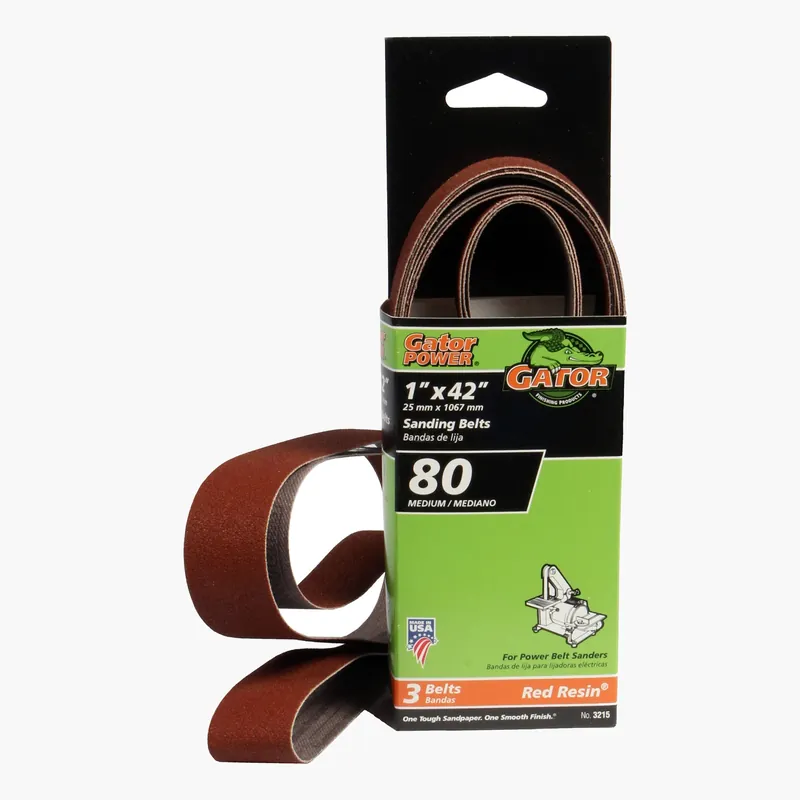 42 In. L X 1 In. W Aluminum Oxide Sanding Belt 80 Grit Medium 3 Pc