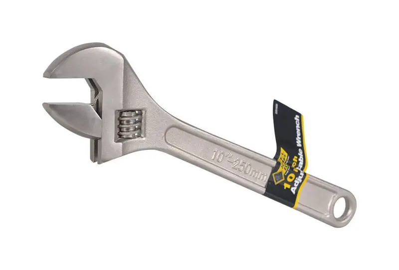 Adjustable Wrench 10 In. Length Hardened Steel 1-3/16 In. Jaw Opening