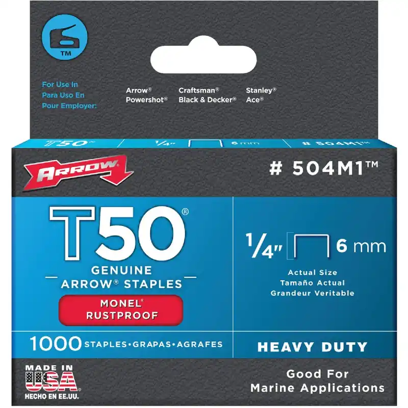 Monel T50 3/8 In. W X 1/4 In. L Flat Crown Heavy Duty Staples 1000 Pk