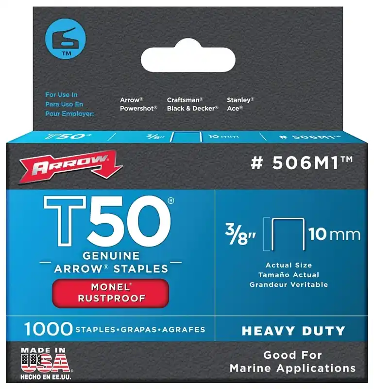 Monel T50 3/8 In. W X 3/8 In. L 18 Ga. Flat Crown Heavy Duty Staples 1000 Pk