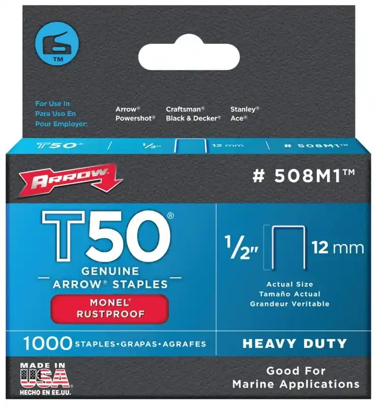 Monel T50 3/8 In. W X 1/2 In. L 18 Ga. Flat Crown Heavy Duty Staples 1000 Pk