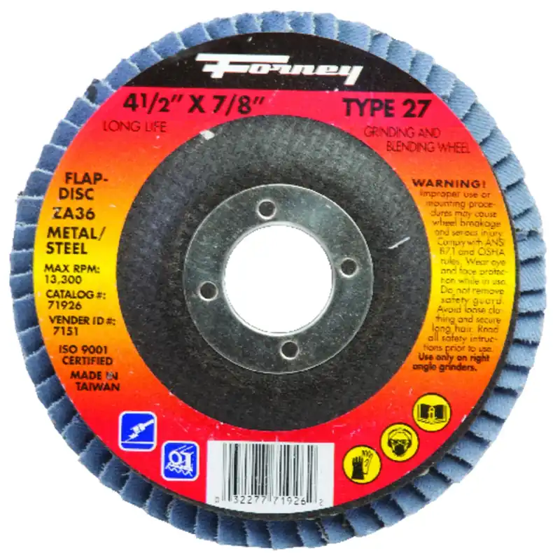 Jumbo Blue Zirconia Flap Disc, Type 27, 36-grit, 4.5-in.