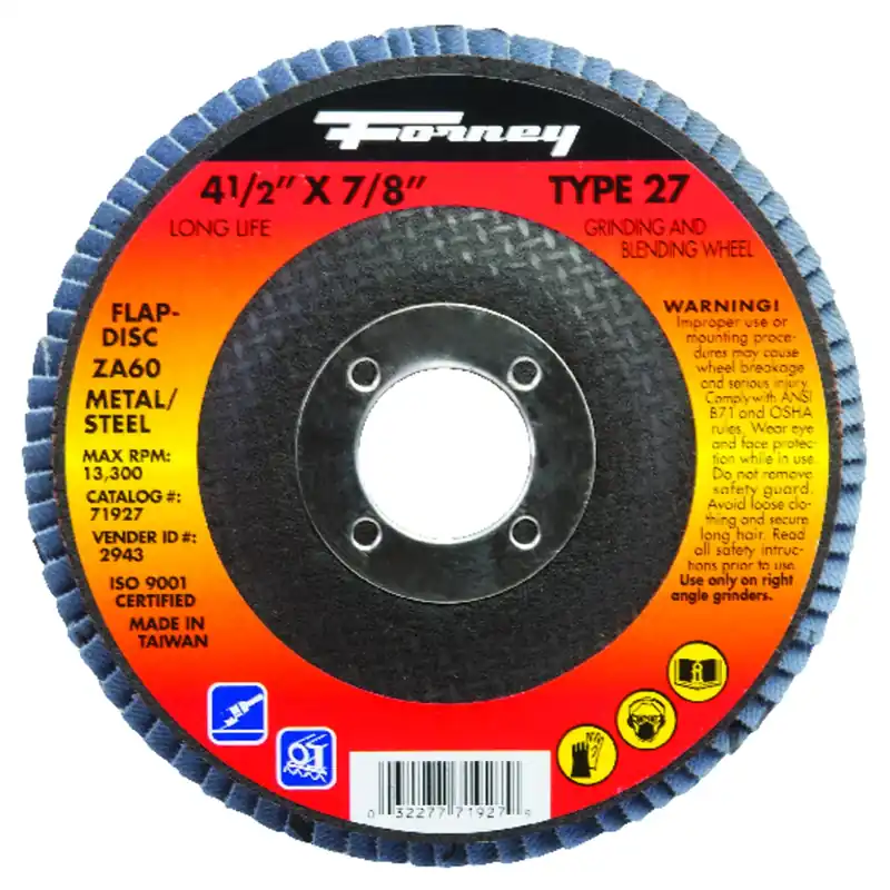 4-1/2 In. X 7/8 In. 60-grit Blue Zirconia Angle Grinder Flap Disc