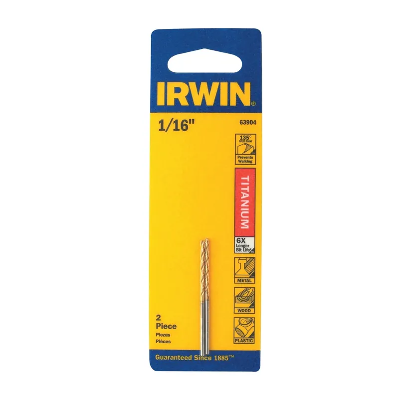 Titanium Drill Bit, Jobber Length, 1/16 In.