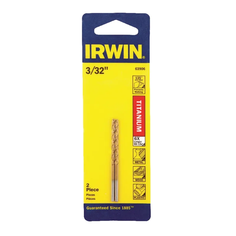 Titanium Drill Bit, Jobber Length, 3/32 In.