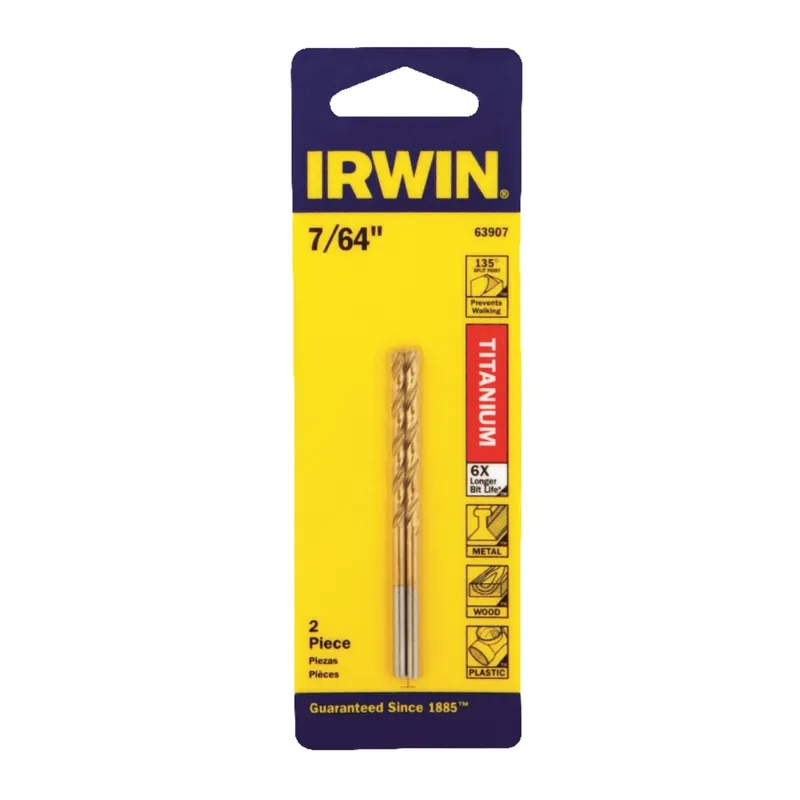 Titanium Drill Bit, Jobber Length, 7/64 In.