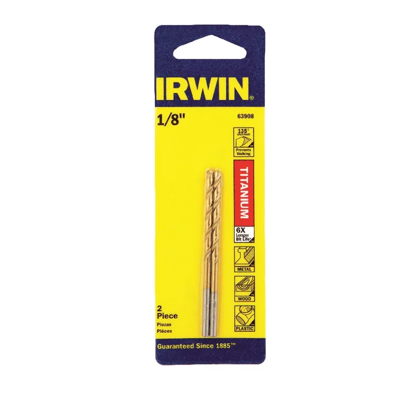 Titanium Drill Bit, Jobber Length, 1/8 In.