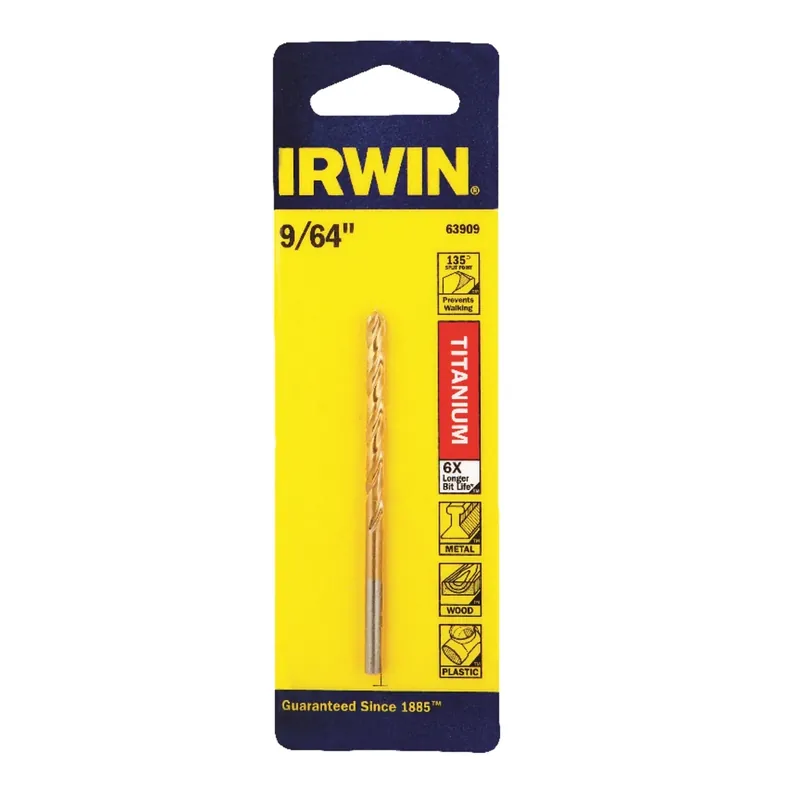 Titanium Drill Bit, Jobber Length, 9/64 In.