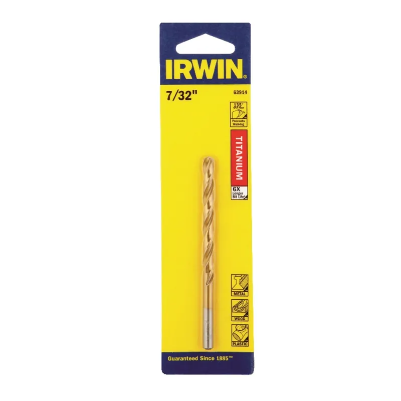 Titanium Drill Bit, Jobber Length, 7/32 In.