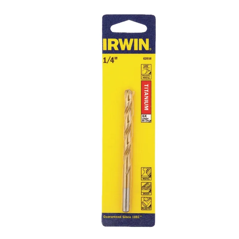 Titanium Drill Bit, Jobber Length, 1/4 In.