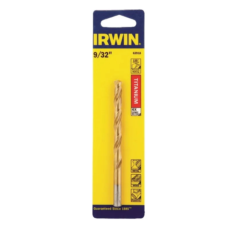 Titanium Drill Bit, Jobber Length, 9/32 In.