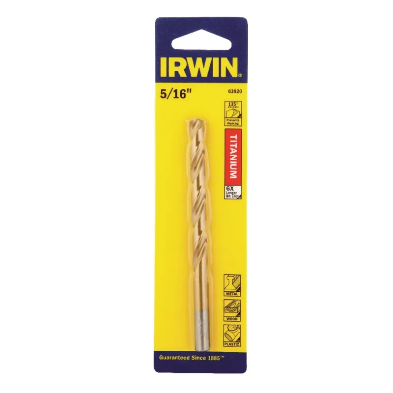Titanium Drill Bit, Jobber Length, 5/16 In.