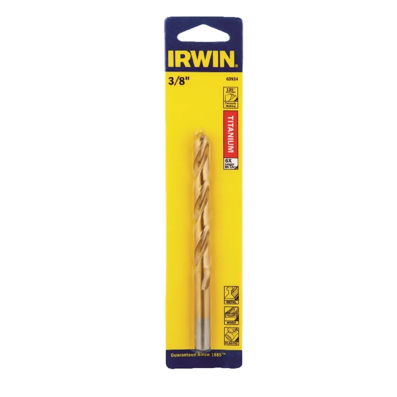 Titanium Drill Bit, Jobber Length, 3/8 In.