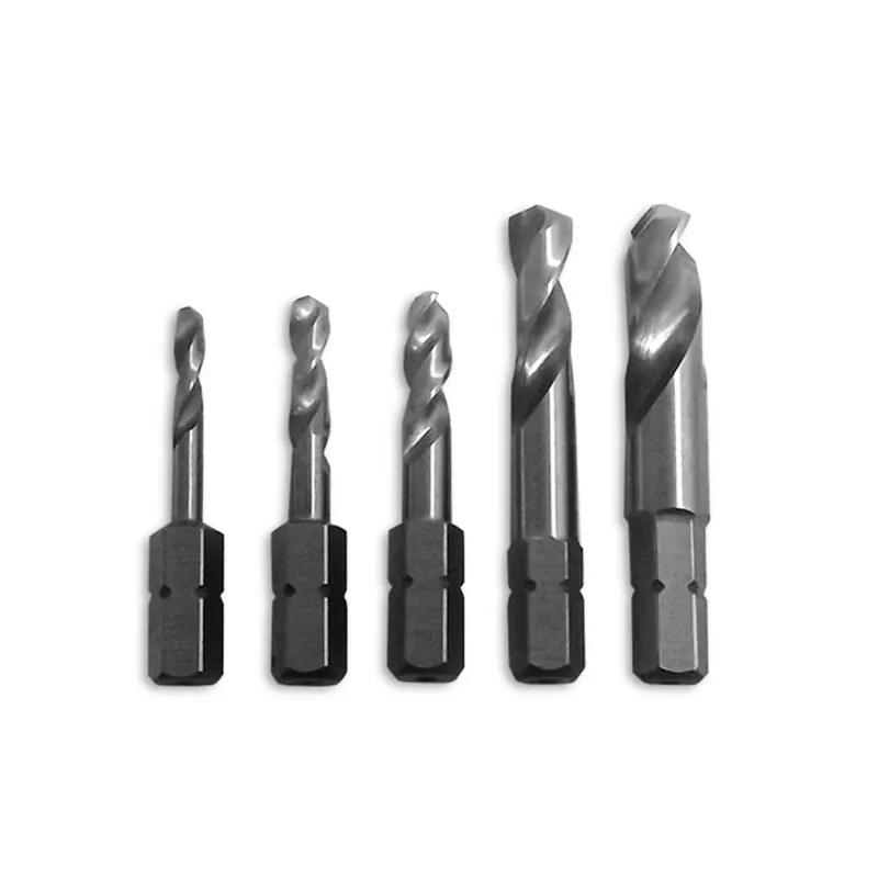 High Speed Steel Stubby Drill Bit Set Hex Shank 5 Pk