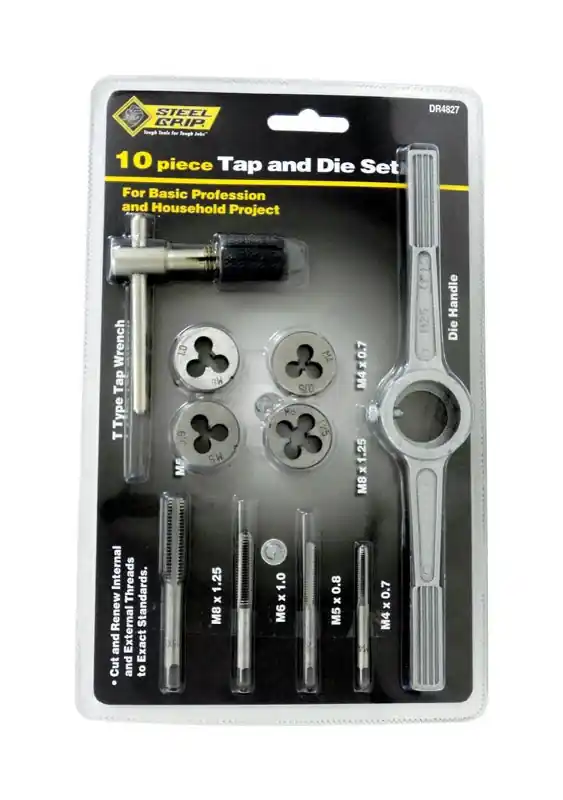 Steel Metric Tap And Die Set M8-1.25, M4-0.7, M6-1.0, M5-0.8 10 Piece Set