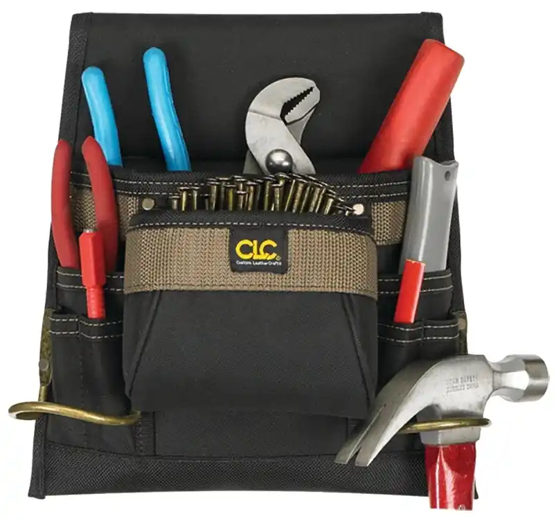 8-pocket Heavy-duty Polyester Nail & Tool Bag, Model 1823, Black/tan