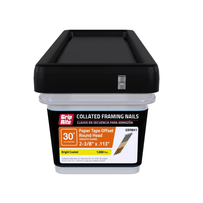 Grip-rite 2-3/8 In. L X 12 Ga. Angled Strip Bright Framing Nails 30 Deg 1000 Pk