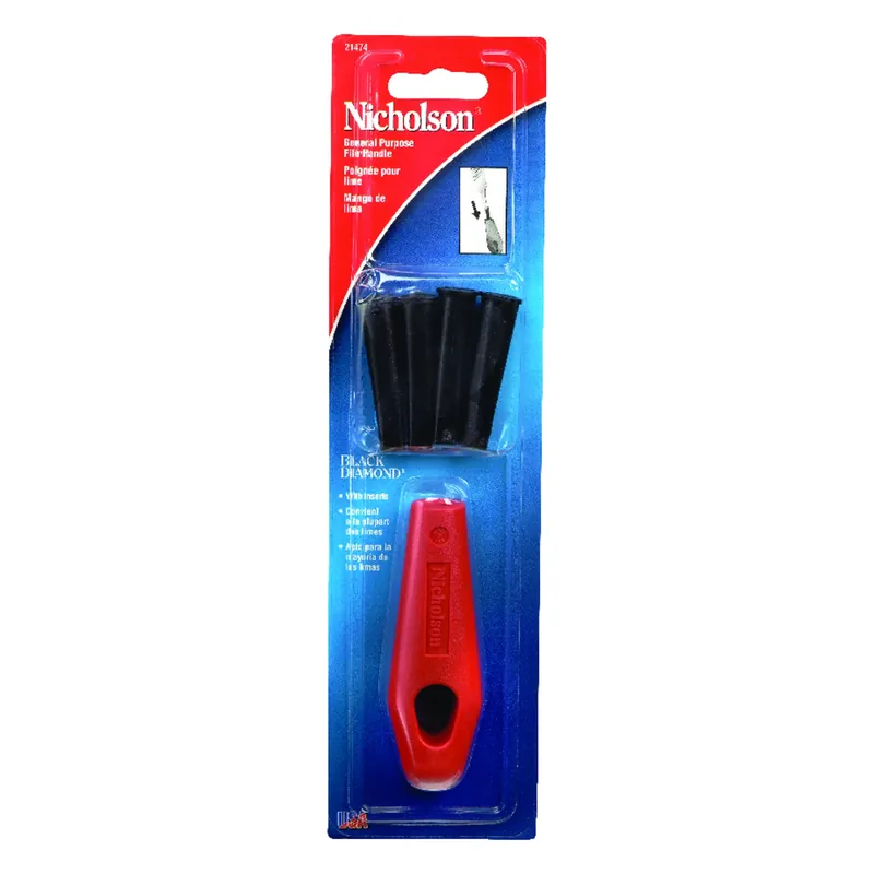 Nicholson File Handle, 4 Interchangeable Inserts, Non-slip Texture