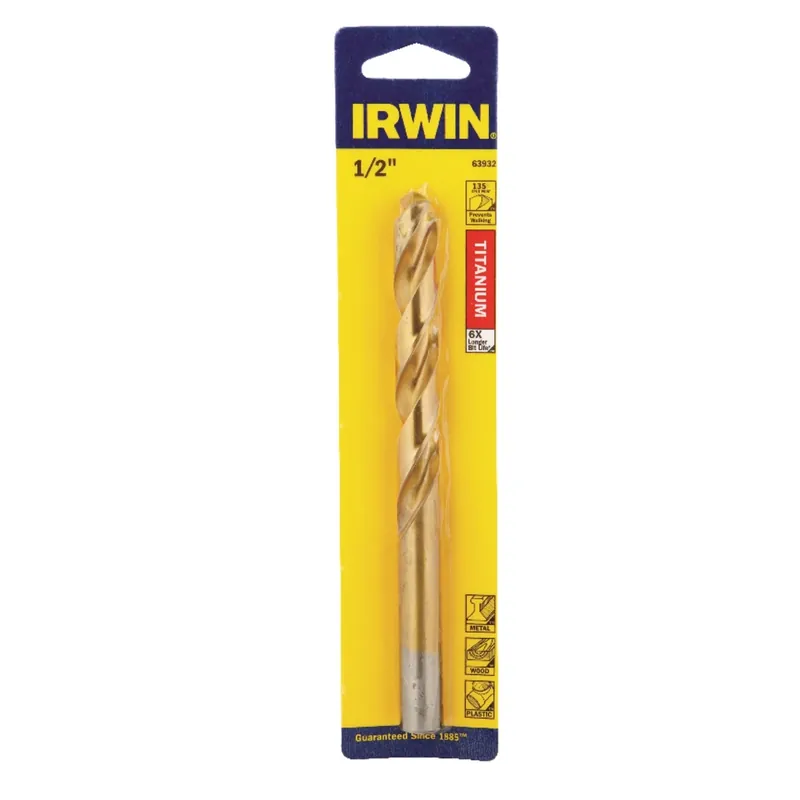 Titanium Drill Bit, Jobber Length, 1/2 In.