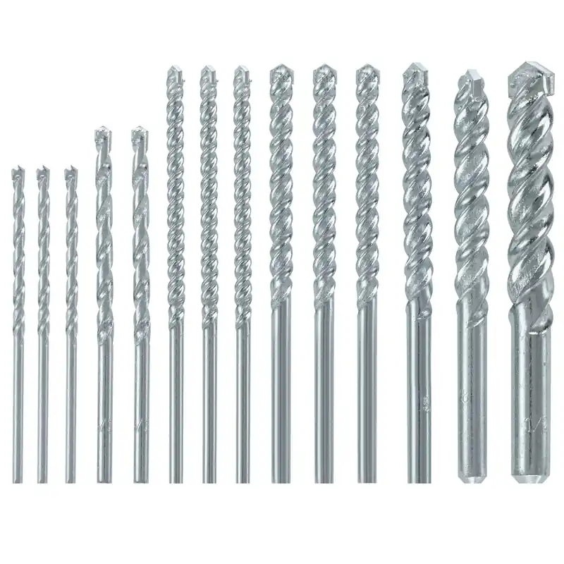 Carbide Tipped Rotary Drill Bit Set Straight Shank 14 Pc