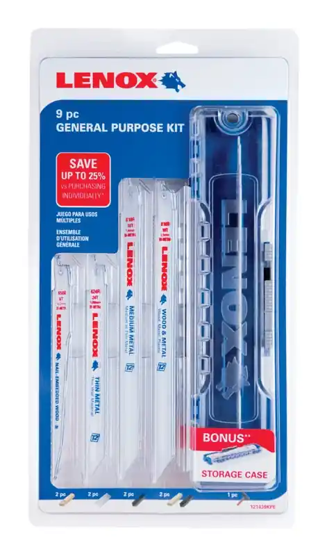 6, 8 And 9 In. Bi-metal Reciprocating Saw Blade Set Multi Tpi 9 Pk