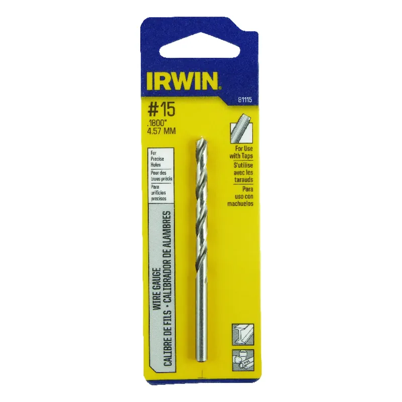  15 Bright High Speed Steel Wire Gauge Drill Bit 3-3/8 In. Length