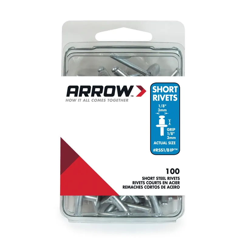 1/8 In. D X 1/8 In. Steel Rivets Silver 100 Pk