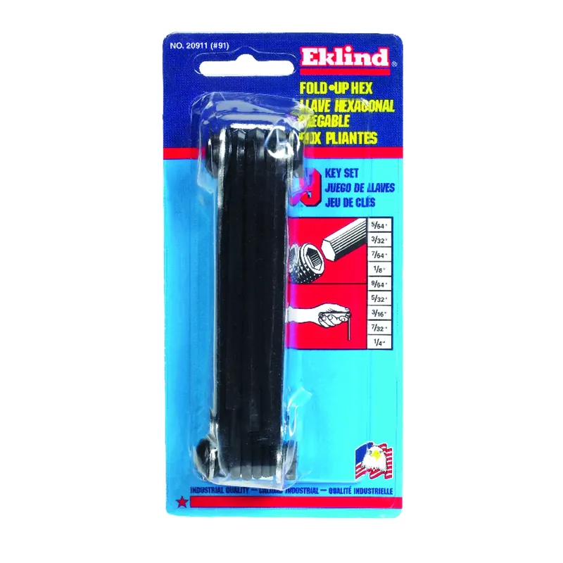 20911 9-piece Sae Fold-up Hex Key Set, Chrome Nickel Alloy Steel