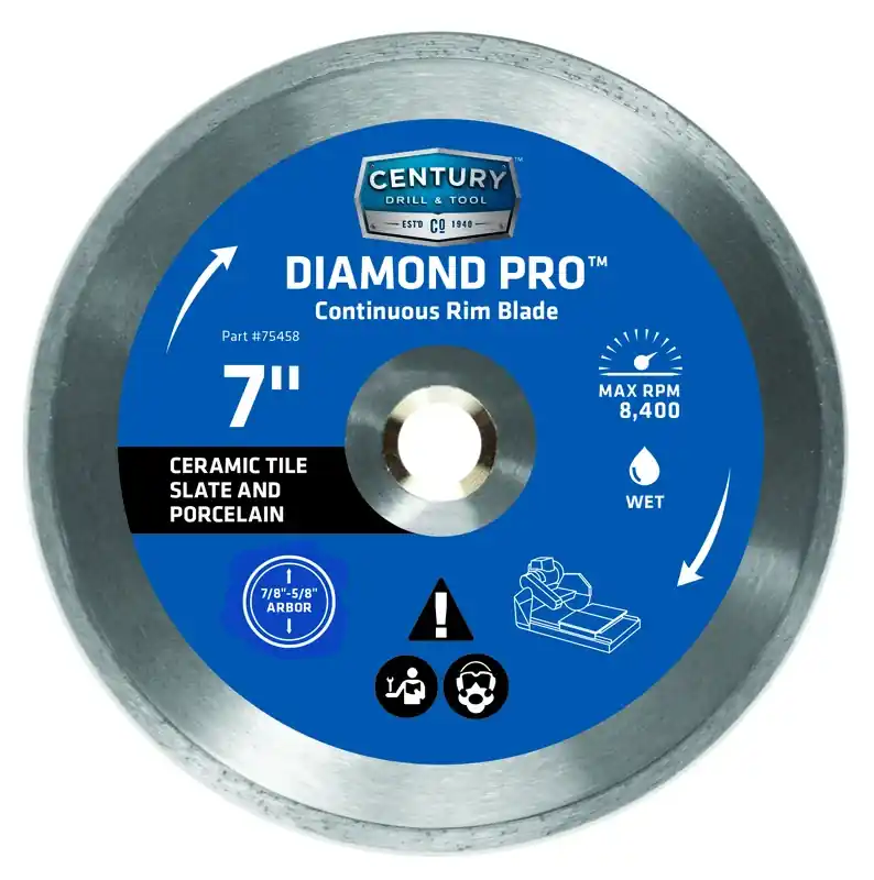 7 In. Continuous Rim Diamond Saw Blade, Model 75458