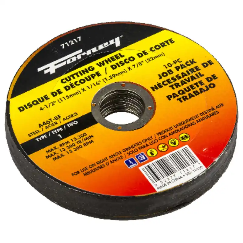 4-1/2 In. D X 7/8 In. X 1/16 In. Thick Aluminum Oxide Metal Cutting Wheel 10 Pk