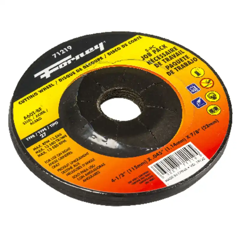 4-1/2 In. D X 7/8 In. X 1/16 In. Thick Aluminum Oxide Metal Cutting Wheel 5 Pk
