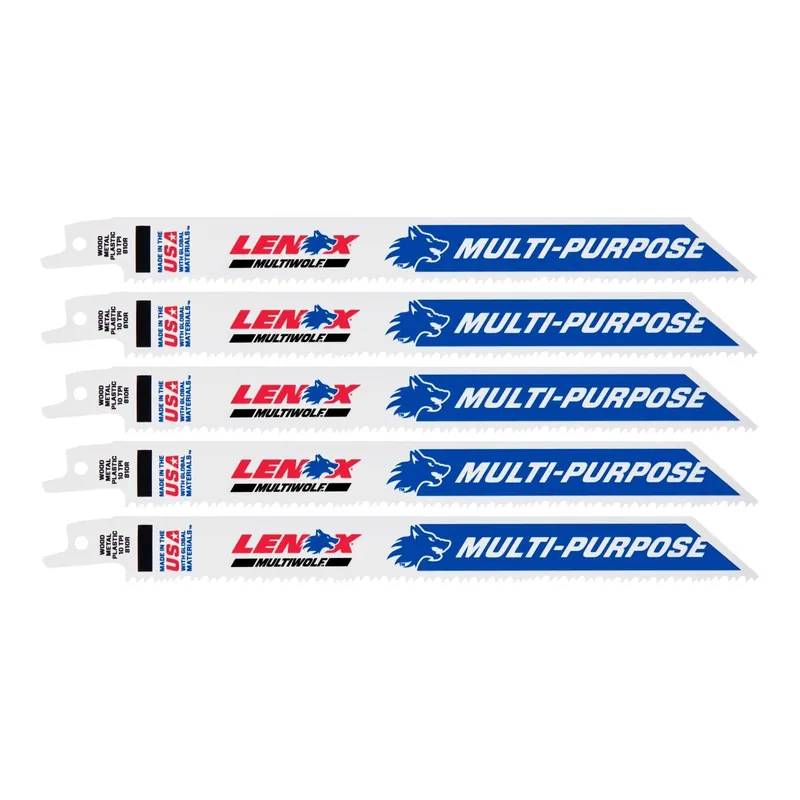 Multiwolf 8 In. Bi-metal Wave Edge Reciprocating Saw Blade 10 Tpi 5 Pk