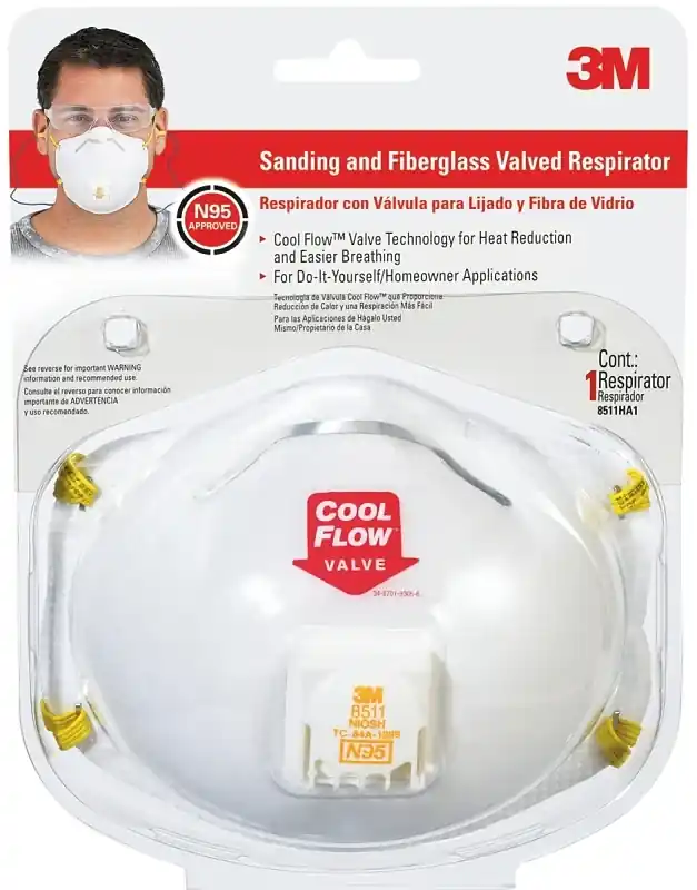Cool Flow N95 Sanding And Fiberglass Cup Disposable Respirator Pro-series Valved White 1 Pk