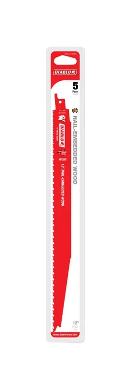 12 In. Bi-metal Variable Tooth Reciprocating Saw Blade 4/6 Tpi 5 Pk