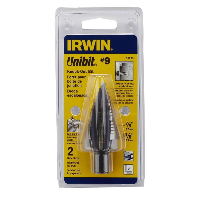 Unibit Step Drill Bit, 9, 7/8 & 1-1/8-in. Holes, 1/2-in. Shank