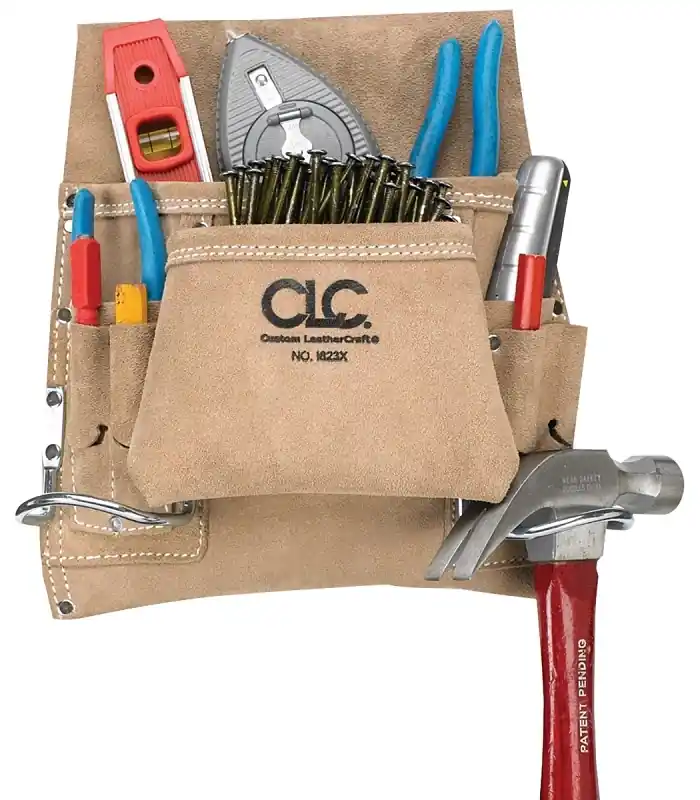 8-pocket Suede Leather Carpenter‘s Nail & Tool Bag, Model I823x