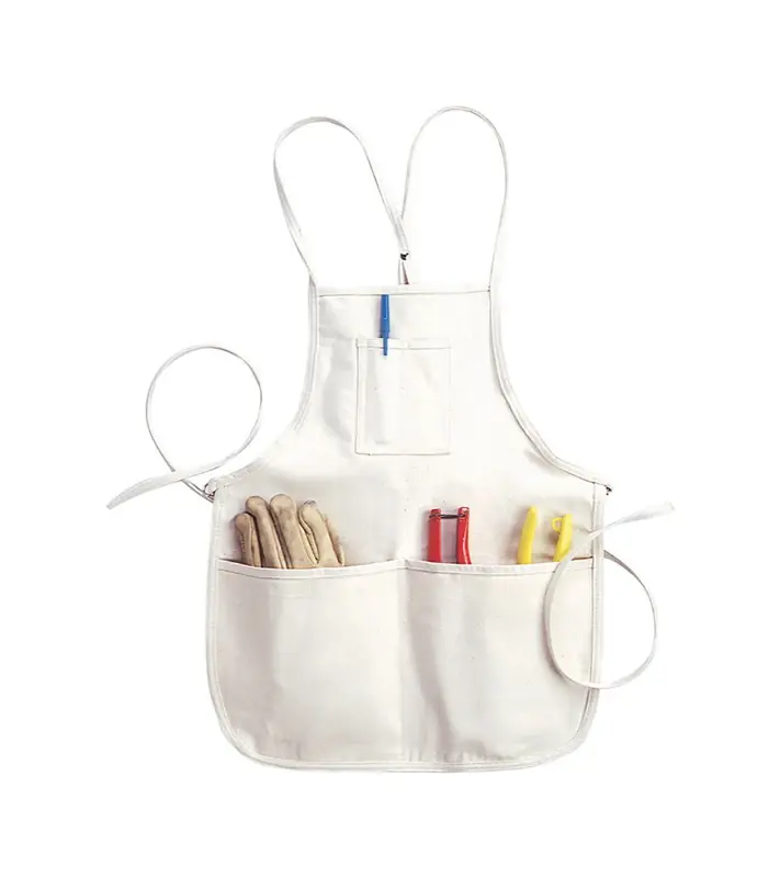 Heavy Duty 4 Pocket Canvas/cotton Bib Apron White 1 Pk