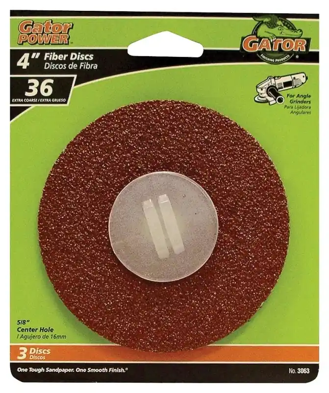 4 In. Aluminum Oxide Center Mount Fiber Disc 36 Grit Extra Coarse 3 Pk