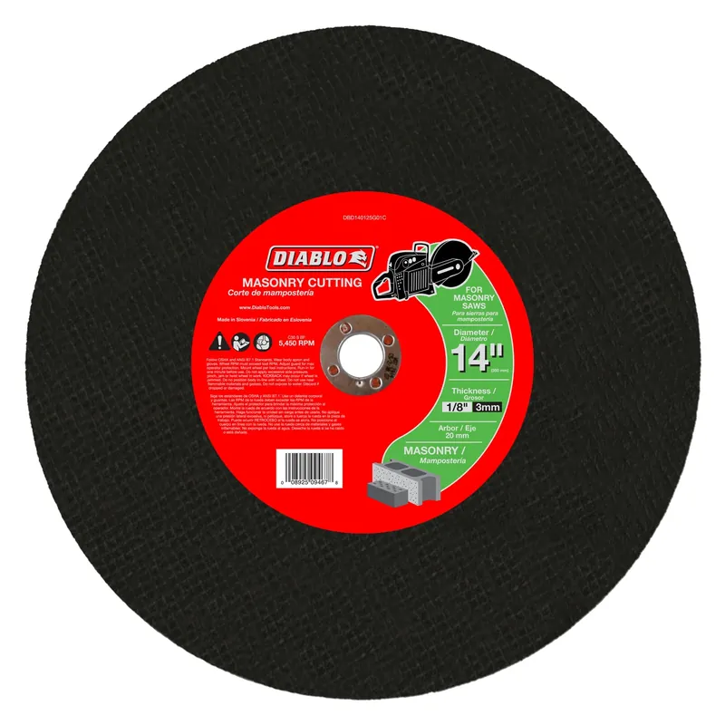 14 In. D X 20 Mm X 1/8 In. Thick Silicon Carbide Masonry Cut-off Disc 1 Pk